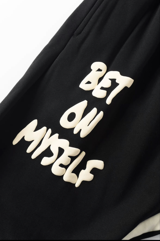 Black "Bet On Myself" Flare Sweatpants