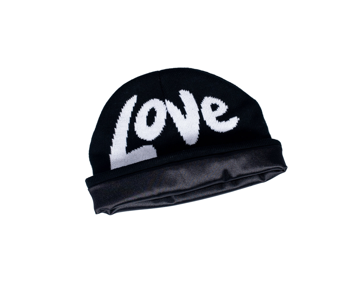 Black Love Beanie - Satin lined