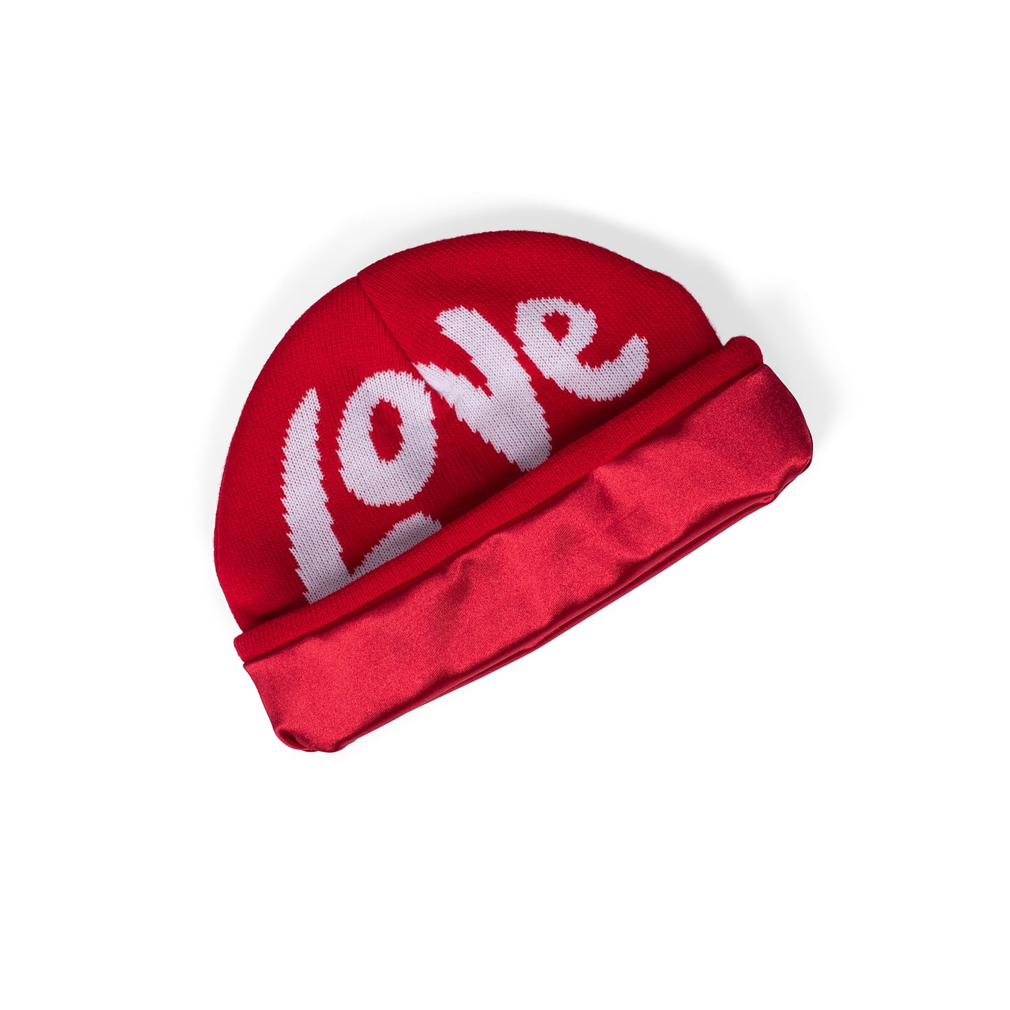 Red Love Beanie - Satin lined