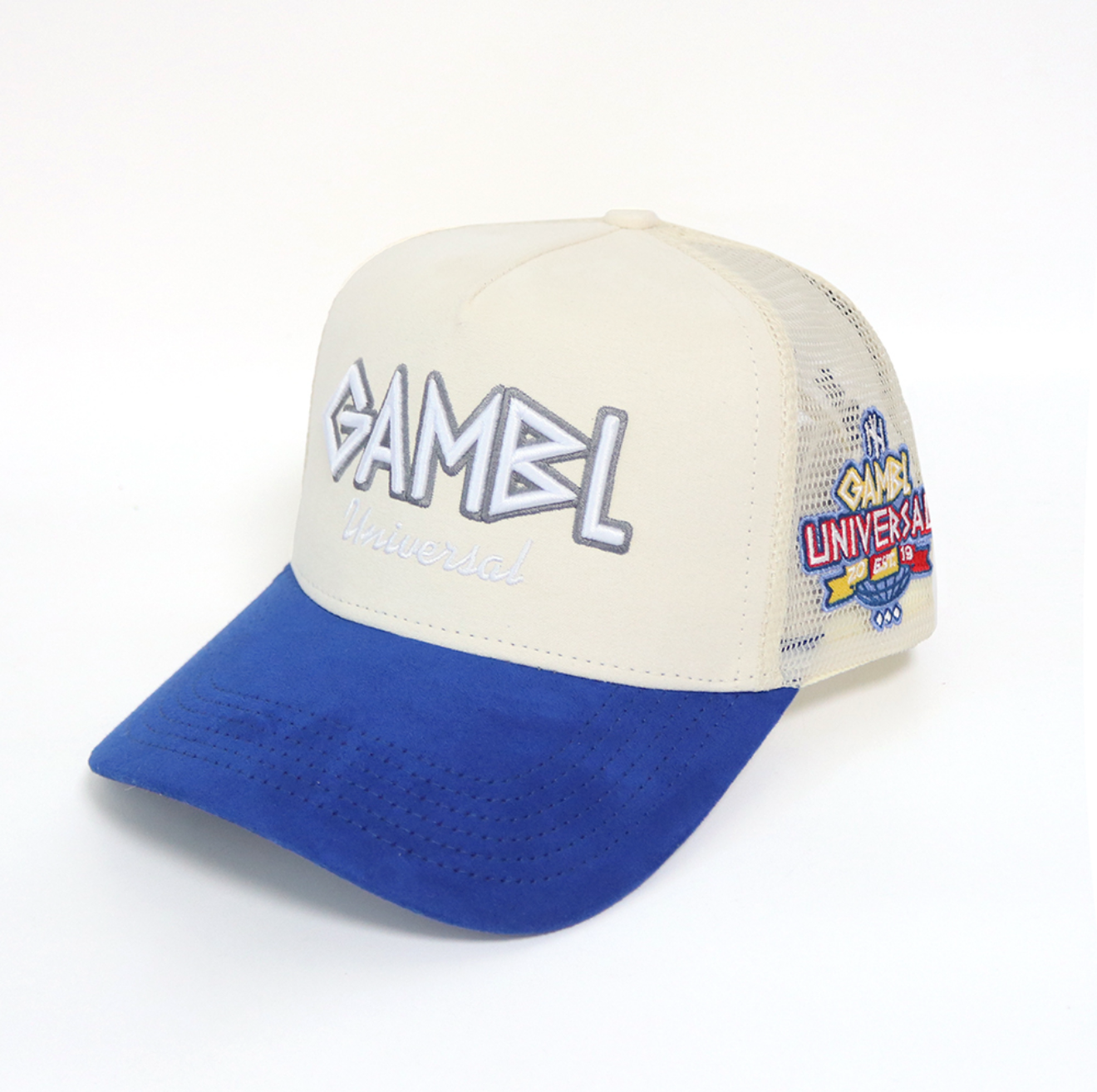 2 Tone White and Blue SnapBack Trucker