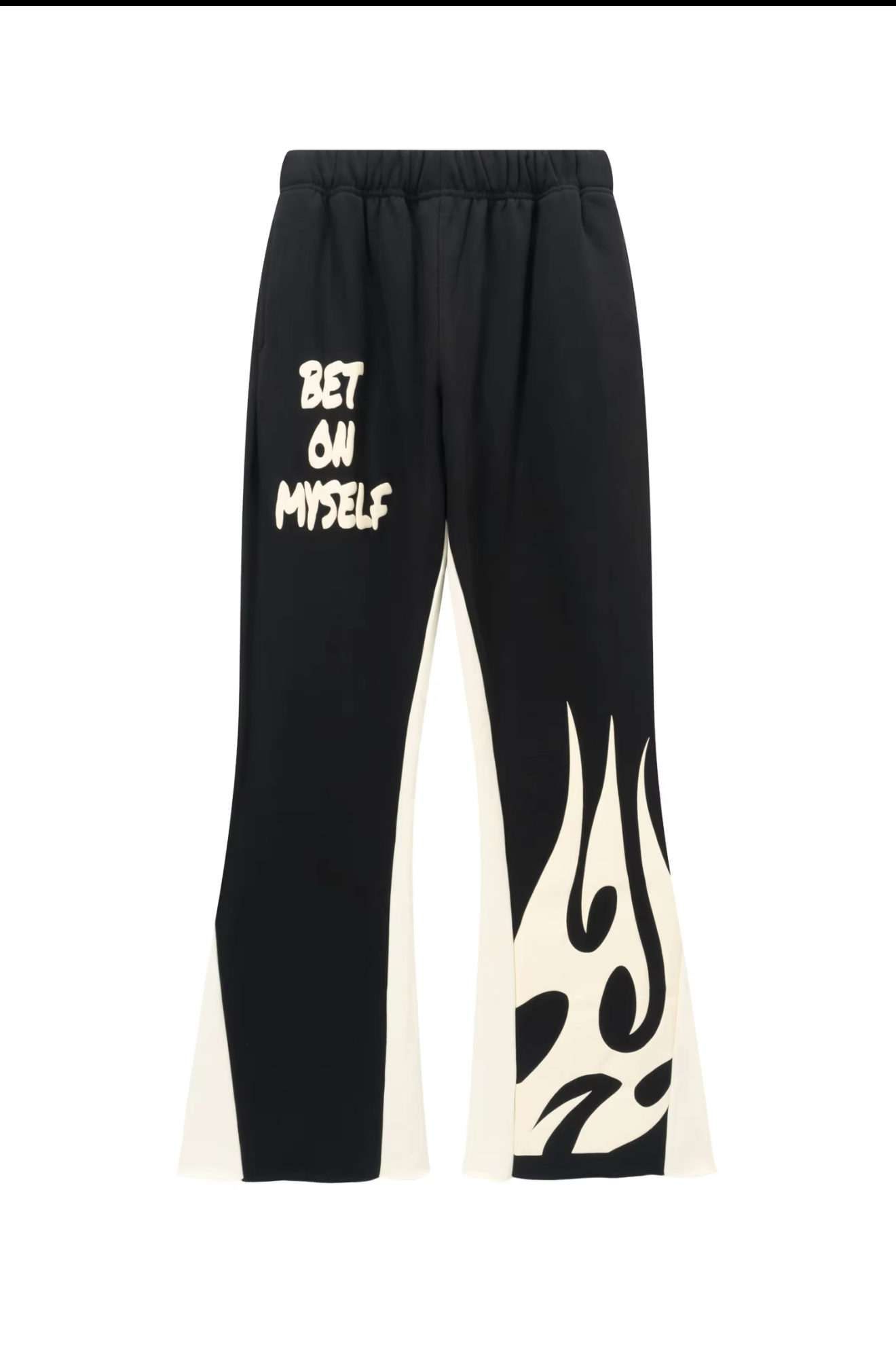 Black "Bet On Myself" Flare Sweatpants